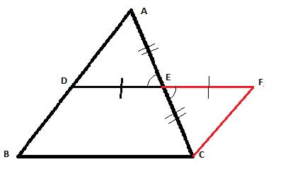 Triangle with Midsegment extended (Geometry shapes)