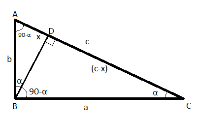Geometry drawing: proving the Pythagorean theorem with similar triangles