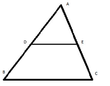 Geometry shapes: a triangle with midsegment