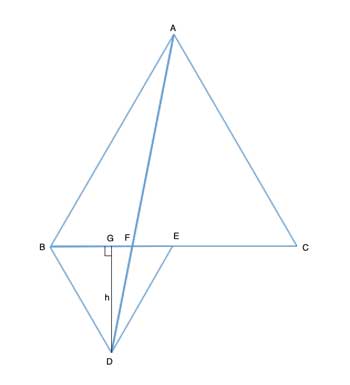 Two equilateral triangles with height